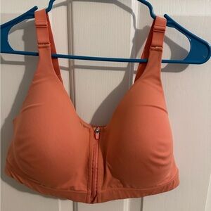 Old Navy Active Go Dry Sports Bra Zip Front Workout Coral Peach Pink 38C